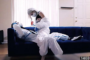 Crazy quarantine pandemic porno with blondie teen Lola Fae and her partner