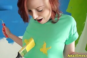Buttfuck lovin’ red-haired nubile fucked point of view