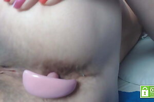 30 mins close up hairy asshole teasing with beads inside