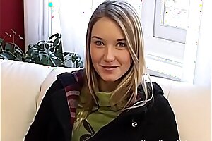Ultra-cute blonde amateur teen fondles her hairless cunt