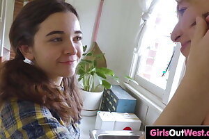 GirlsOutWest - Hairy lesbian blondie fucks her teen gf