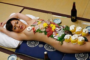 Chinese gal Asuka Ayanami is a food plate, uncensored